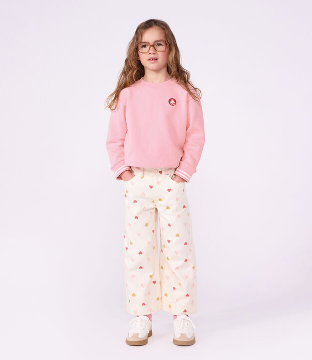 Kinder-Sweatshirt aus einfarbiger Baumwolle rosa