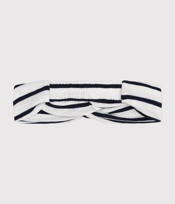 Gestreiftes Baby-Haarband aus Baumwolle für Mädchen weiss MARSHMALLOW/blau SMOKING