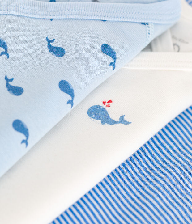 3er-Set kurz&auml;rmelige Wickelbodys aus bedruckter Baumwolle vielfarbig