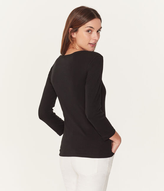 T-shirt 3/4-ärmel damen schwarz NOIR