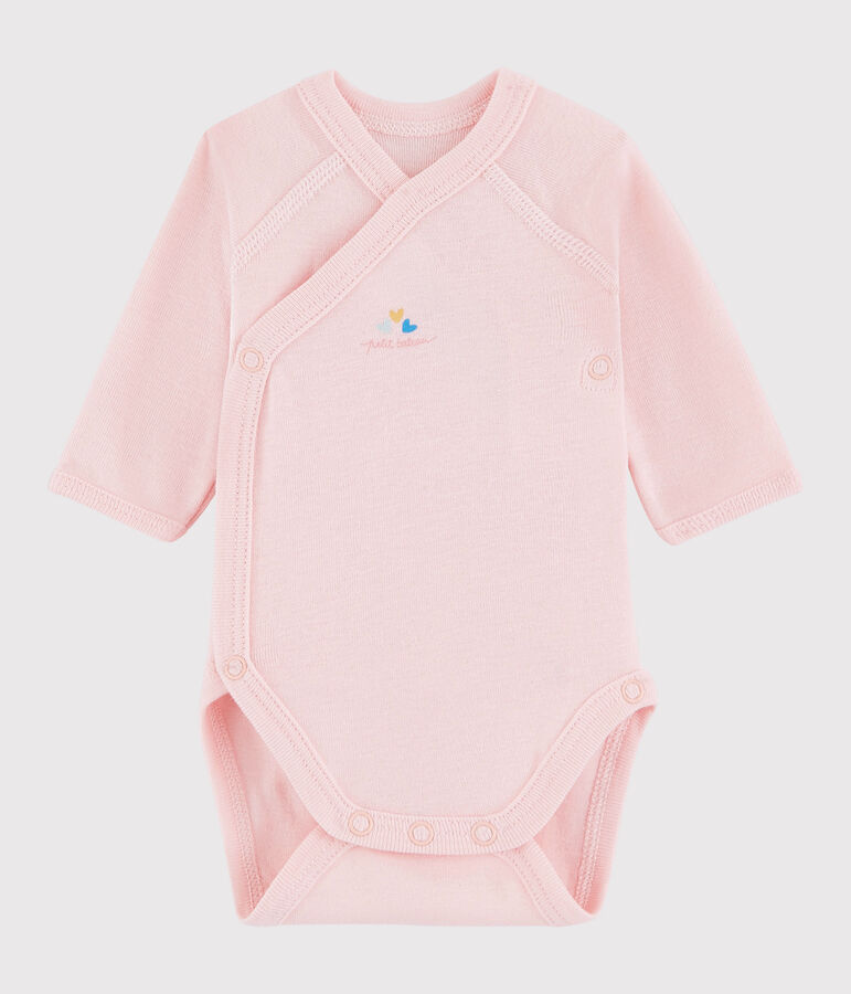 Lang&auml;rmeliger Baby-Body in Wickelform M&auml;dchen rosa
