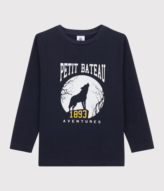 Kinder-T-Shirt mit Siebdruck für Jungen blau SMOKING