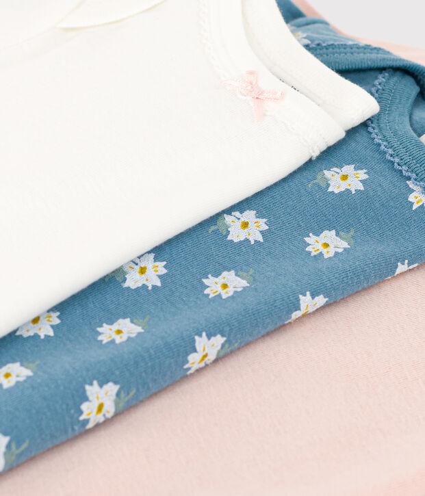 3er-Set lang&auml;rmelige Baby-Bodys aus Baumwolle mit Blumenmotiv vielfarbig