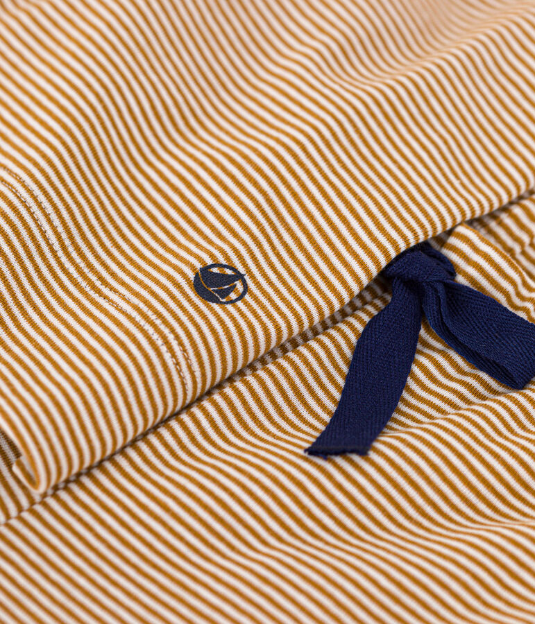 Damen-Pyjama aus gestreifter Baumwolle braun/weiss