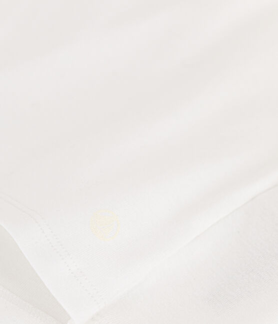Kurzärmeliges Damen-T-Shirt L'ICONIQUE aus einfarbigem Rippstrick weiss ECUME