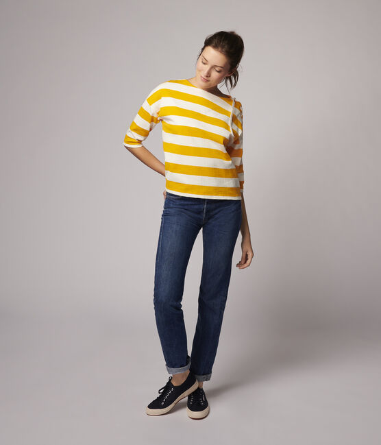 Marineshirt für Damen gelb TEHONI/weiss MARSHMALLOW