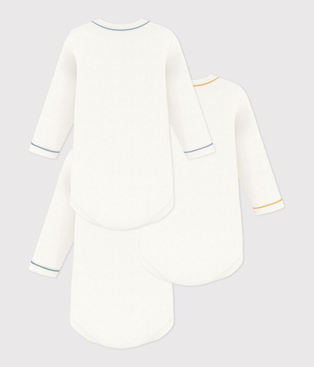 Set lang&auml;rmeliger Baby-Bodys aus einfarbiger Baumwolle vielfarbig