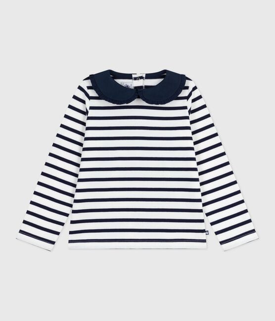 Kinder-Streifenshirt "Marinière" aus Baumwolle weiss MARSHMALLOW/blau SMOKING