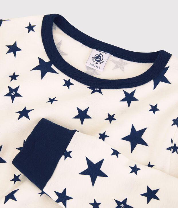 Kinderpyjama aus Baumwolle mit Sternenmuster weiss/blau