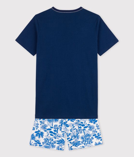 Kinder-Kurzpyjama aus Baumwolle für Jungen blau MEDIEVAL/weiss MULTICO