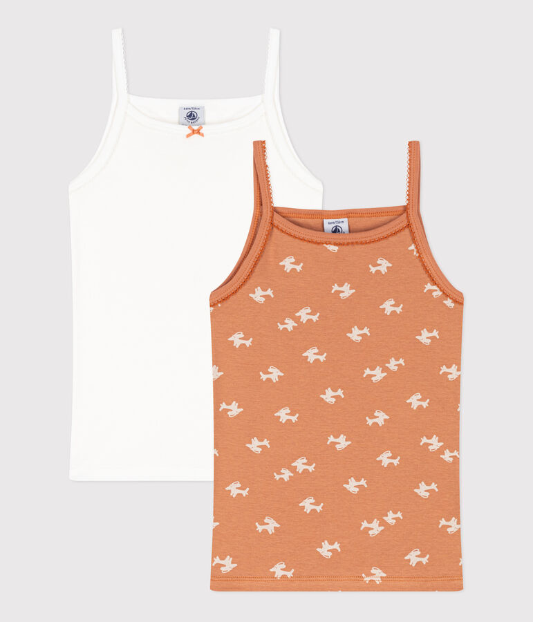 2er-Set Spaghetti-Tops aus Baumwolle mit Hundemotiv f&uuml;r M&auml;dchen vielfarbig