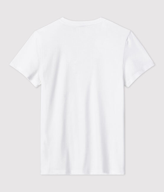 Damen-T-Shirt LE DROIT mit V Ausschnitt aus Baumwolle weiss ECUME