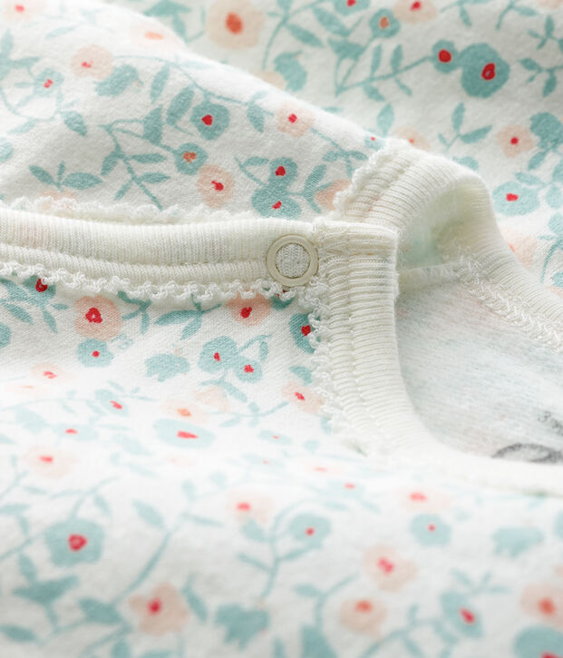 Baby-Strampler aus Molton mit Blumen-Motiv weiss/vielfarbig