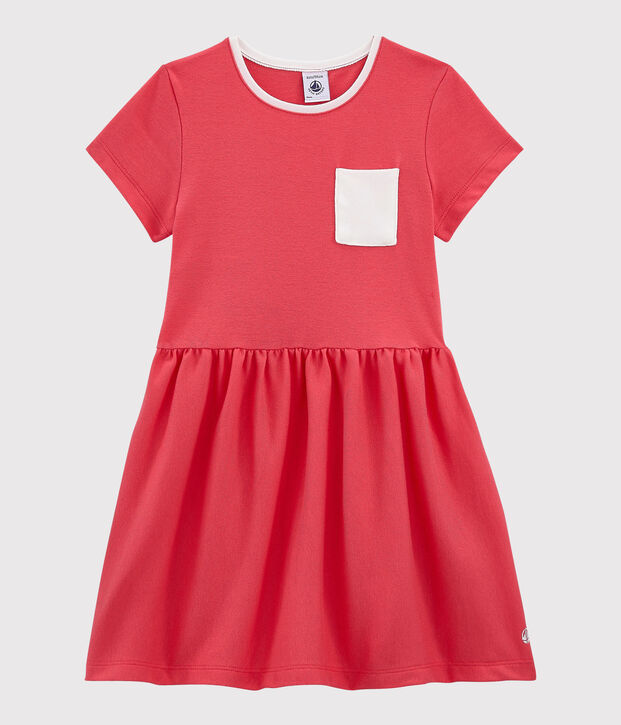 Kurz&auml;rmeliges Kinderkleid aus Baumwolle f&uuml;r M&auml;dchen rosa