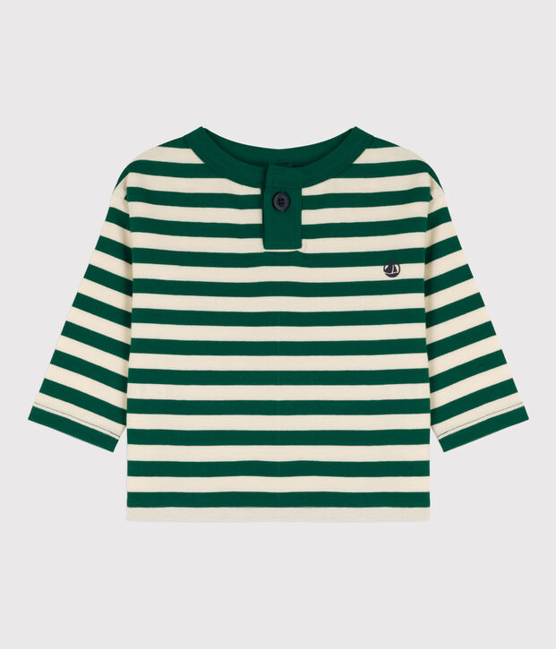 Lang&auml;rmeliges Baby-T-Shirt aus Baumwolle gr&uuml;n/naturfarben