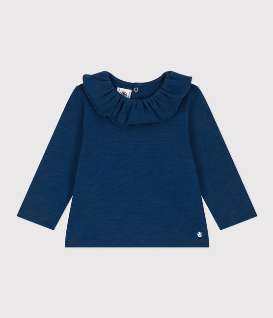 Langärmelige Babybluse aus geflammtem Jersey blau INCOGNITO