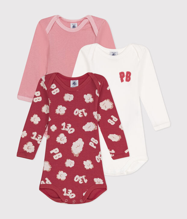 3er-Set lang&auml;rmelige Baby-Bodys aus Baumwolle vielfarbig