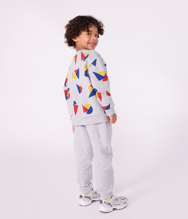 Kinder-Sweatshirt aus gemusterter Baumwolle grau/vielfarbig