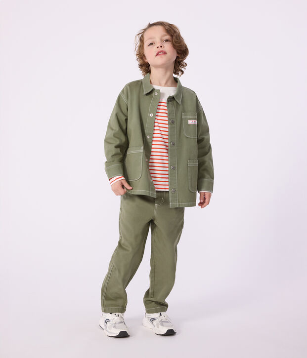 Kinder-Jacke aus einfarbiger Baumwolle OLIVINE