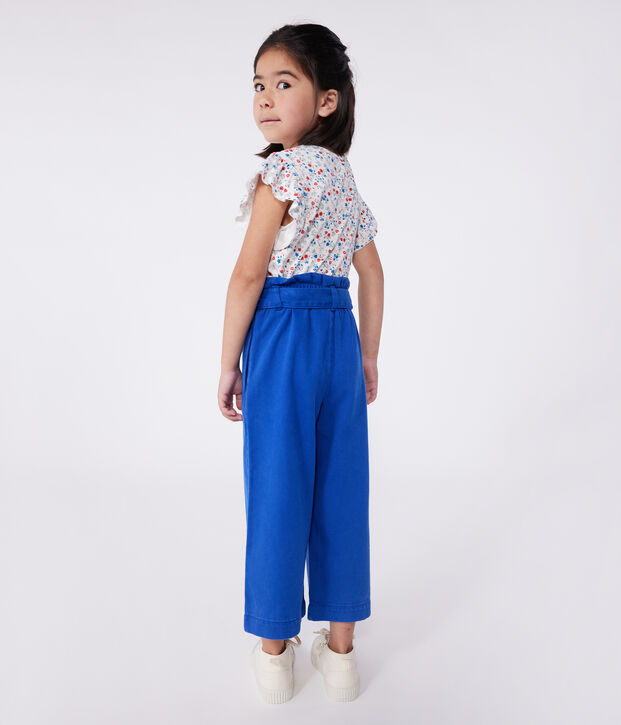 Kurz&auml;rmeliges Kinder T-Shirt aus Baumwolle mit Blumenmuster weiss/vielfarbig