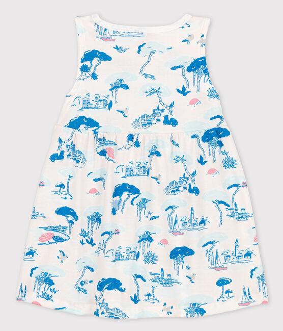 Ärmelloses Baby-Kleid aus Jersey für Mädchen weiss MARSHMALLOW/weiss MULTICO