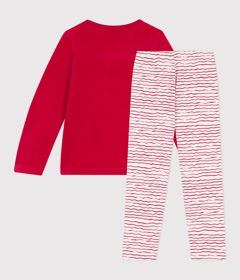 Kinder Pyjama aus Nicki rot/vielfarbig