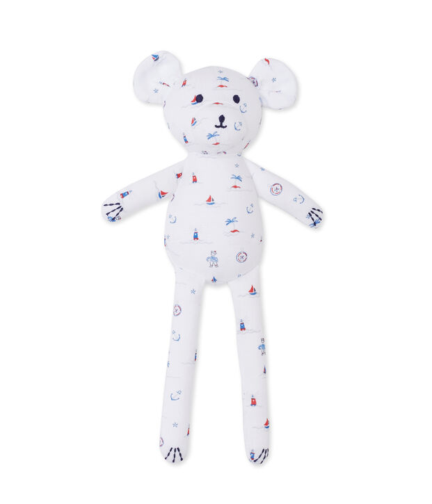 Doudou b&eacute;b&eacute; ourson imprim&eacute; weiss/blau