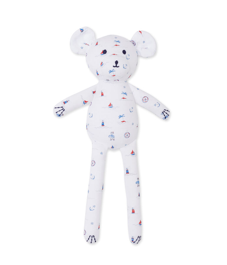 Doudou b&eacute;b&eacute; ourson imprim&eacute; weiss ECUME/blau DELFT
