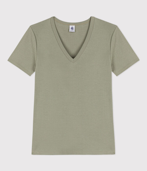 T-Shirt L&rsquo;ICONIQUE aus Baumwolle mit V-Ausschnitt f&uuml;r Damen gr&uuml;n