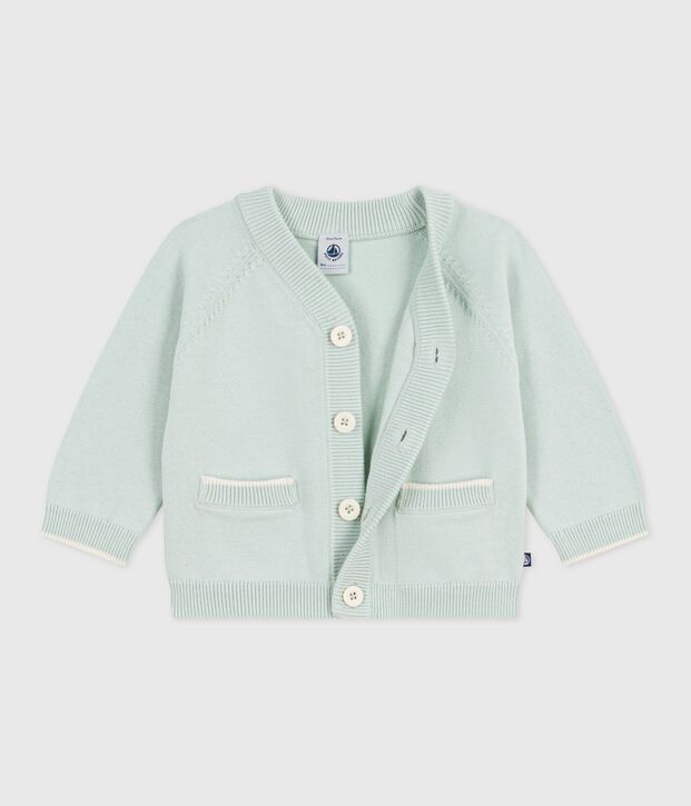 Baby-Cardigan aus einfarbiger Baumwolle gr&uuml;n