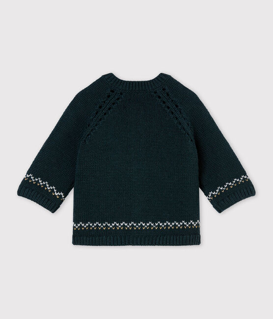 Baby MädchenCardigan aus Woll/Baumwollgemisch grün SHERWOOD/weiss MULTICO