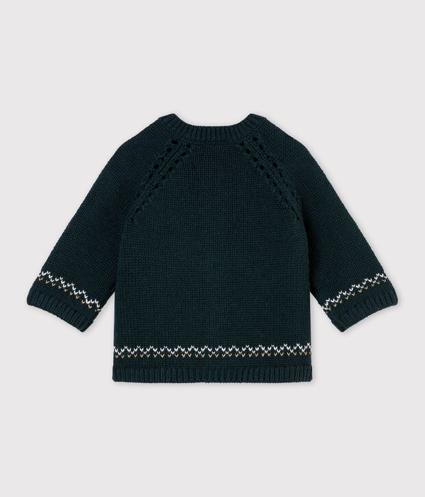 Baby M&auml;dchenCardigan aus Woll/Baumwollgemisch gr&uuml;n/vielfarbig