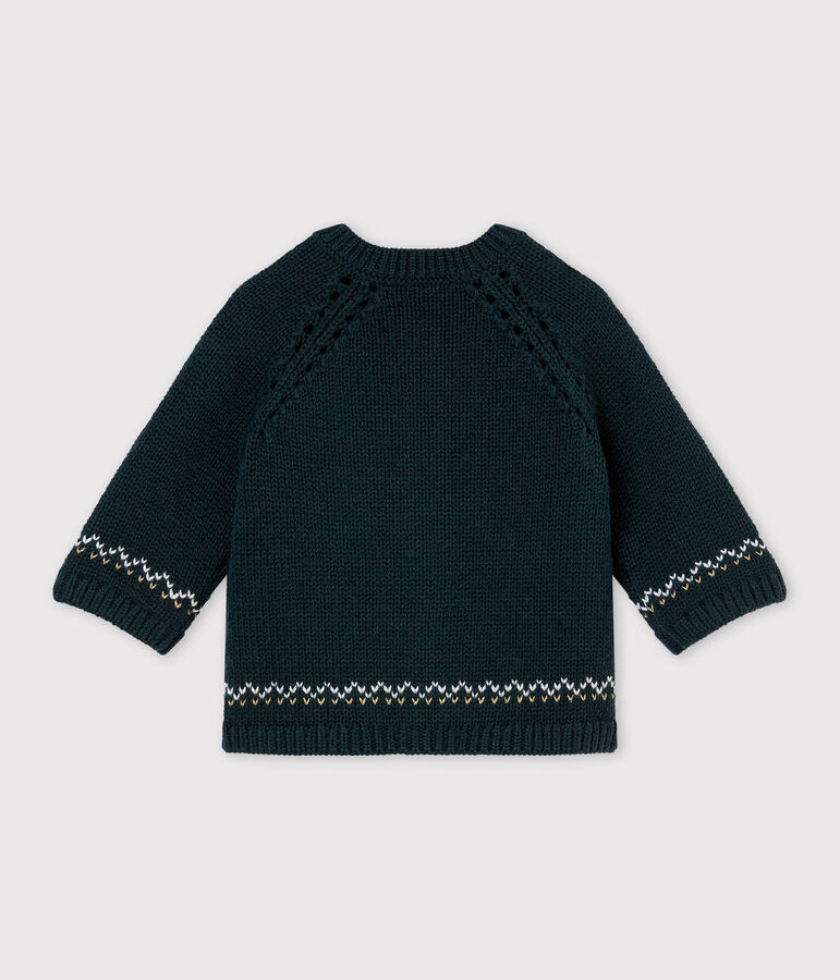 Baby M&auml;dchenCardigan aus Woll/Baumwollgemisch gr&uuml;n/vielfarbig