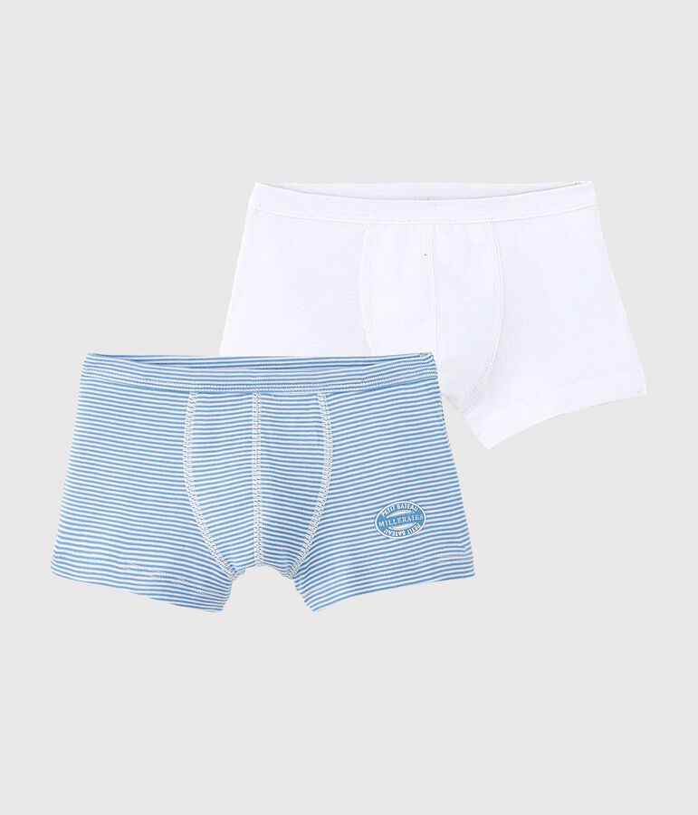 2er-Set Boxershorts aus Bio-Baumwolle mit blauen Ringelstreifen f&uuml;r Jungen vielfarbig
