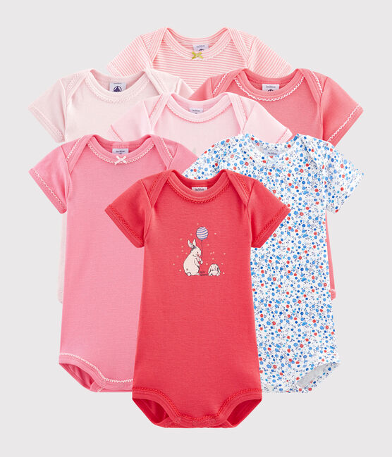Überraschungsset 7 kurzärmelige Baby-Bodys für Mädchen variante 1