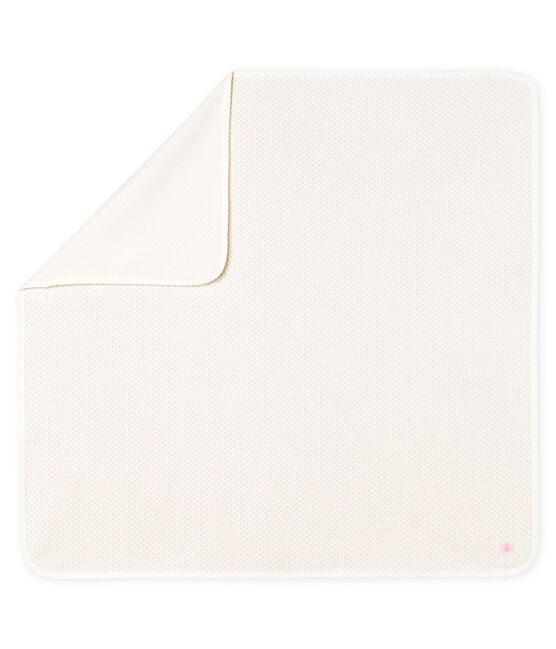 Decke für Neugeborene aus Rippstrick weiss MARSHMALLOW/rosa CHARME
