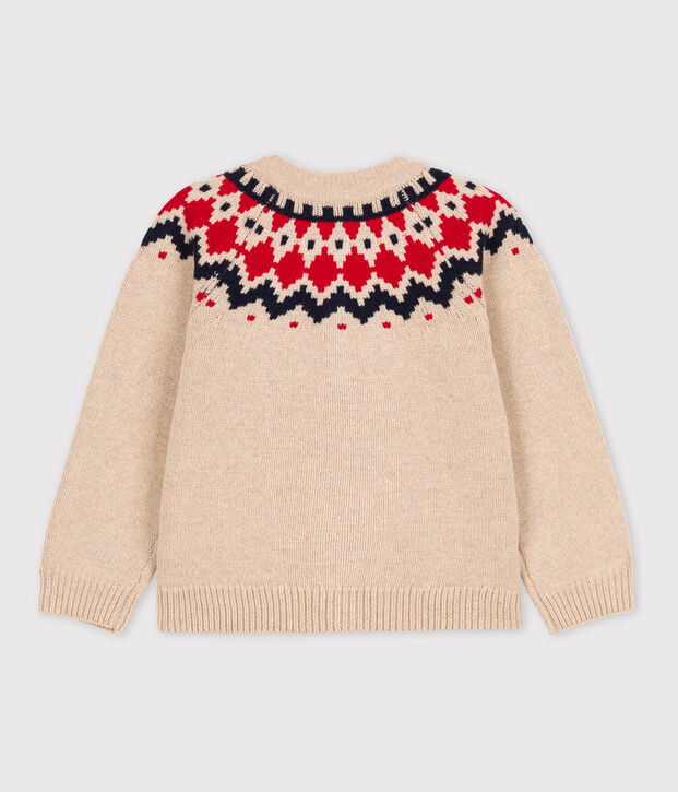 Kinder-Cardigan aus Wolle und Baumwolle f&uuml;r M&auml;dchen beige/vielfarbig