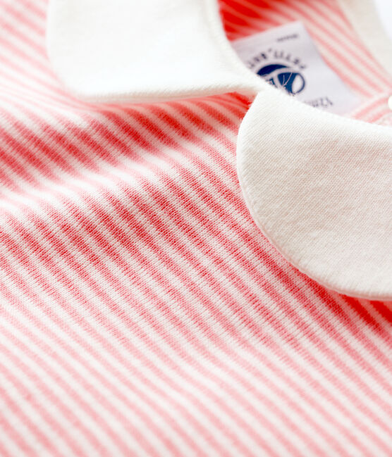 Baby-Body mit Claudine-Kragen aus Baumwolle für Mädchen rosa GRETEL/weiss MARSHMALLOW