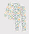 Eng anliegender Kinder-Pyjama aus Baumwolle mit Blumenmotiv weiss MARSHMALLOW/weiss MULTICO