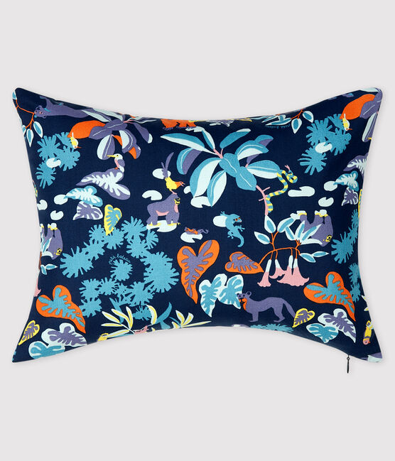 Kissen mit Jungle-Print aus Popeline blau MEDIEVAL/weiss MULTICO