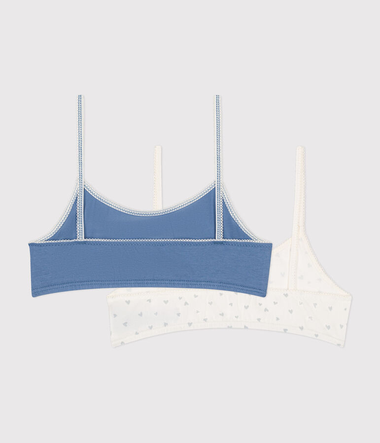 2er-Set Kinder-Bustier aus Baumwolle und Elastan mit Herz-Motiv vielfarbig