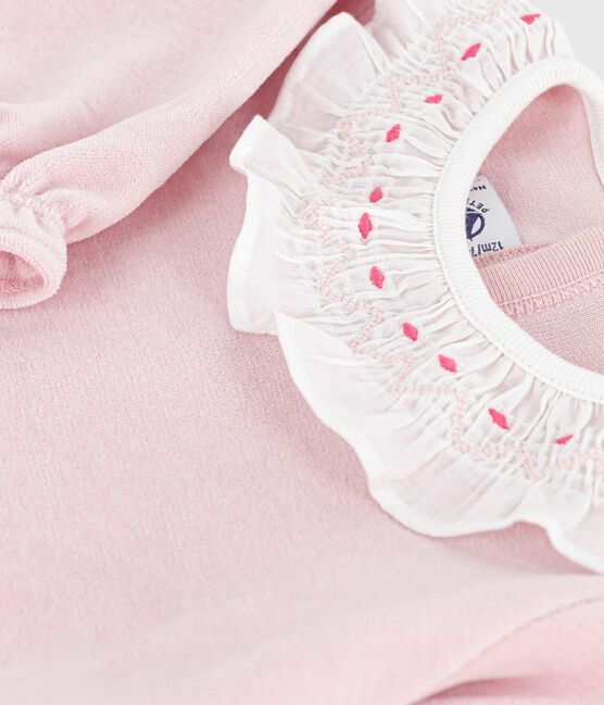Strampler mit rückseitiger Öffnung aus einfarbigem Nicki rosa JOLI