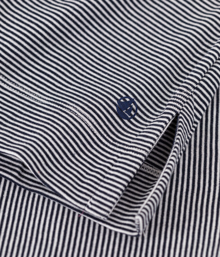 Damen-Nachthemd aus gestreifter Baumwolle blau/weiss