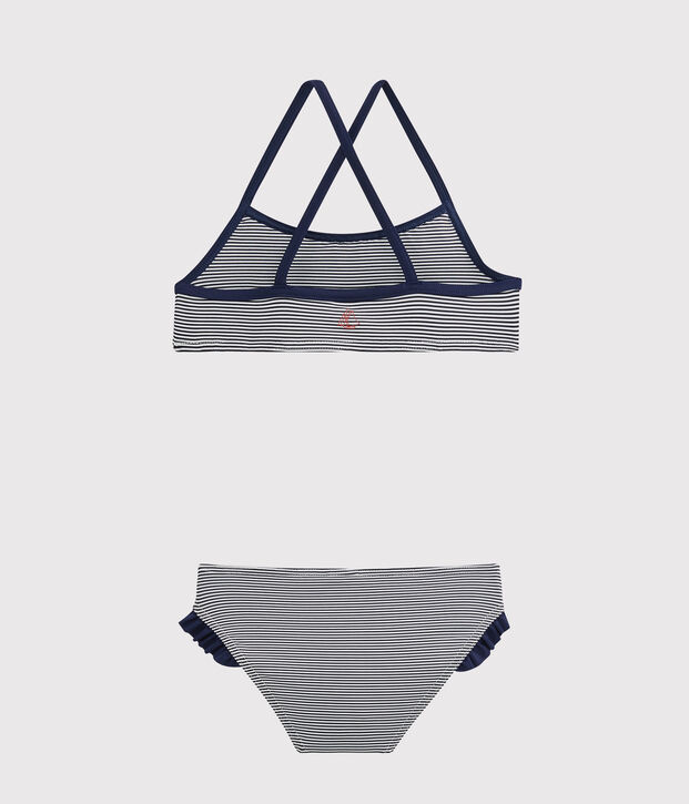 Kinder-Badeanzug f&uuml;r M&auml;dchen blau/weiss