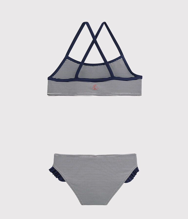 Kinder-Badeanzug f&uuml;r M&auml;dchen blau/weiss