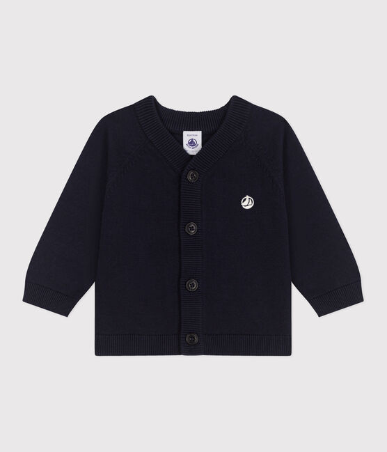 Baby-Cardigan aus einfarbiger Baumwolle blau SMOKING