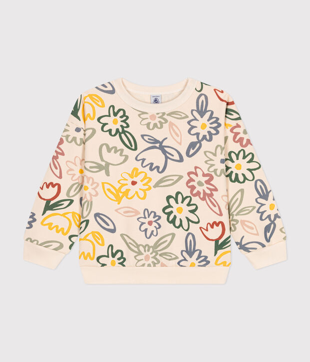 Kinder-Sweatshirt aus Molton f&uuml;r M&auml;dchen naturfarben/vielfarbig