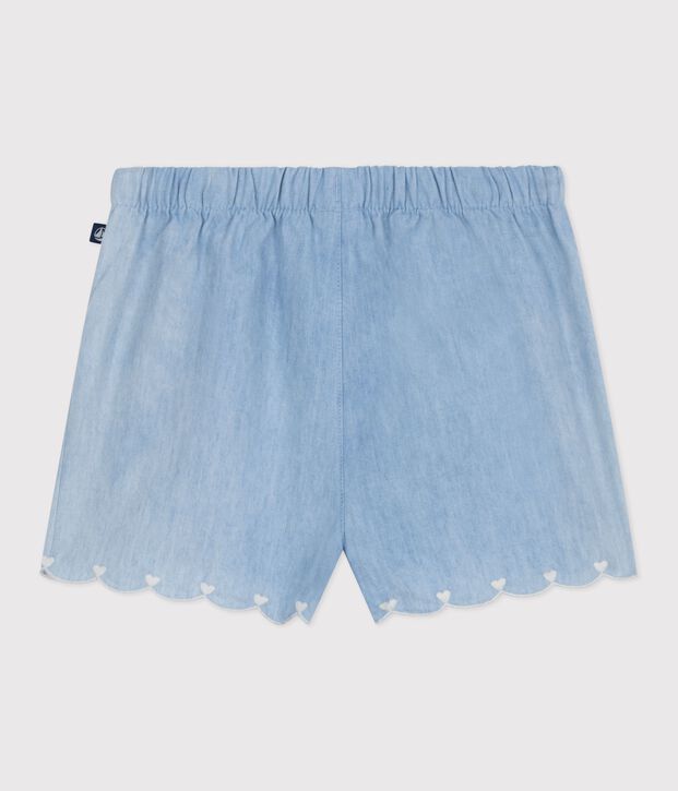 Baby-Shorts aus besticktem Chambray blau