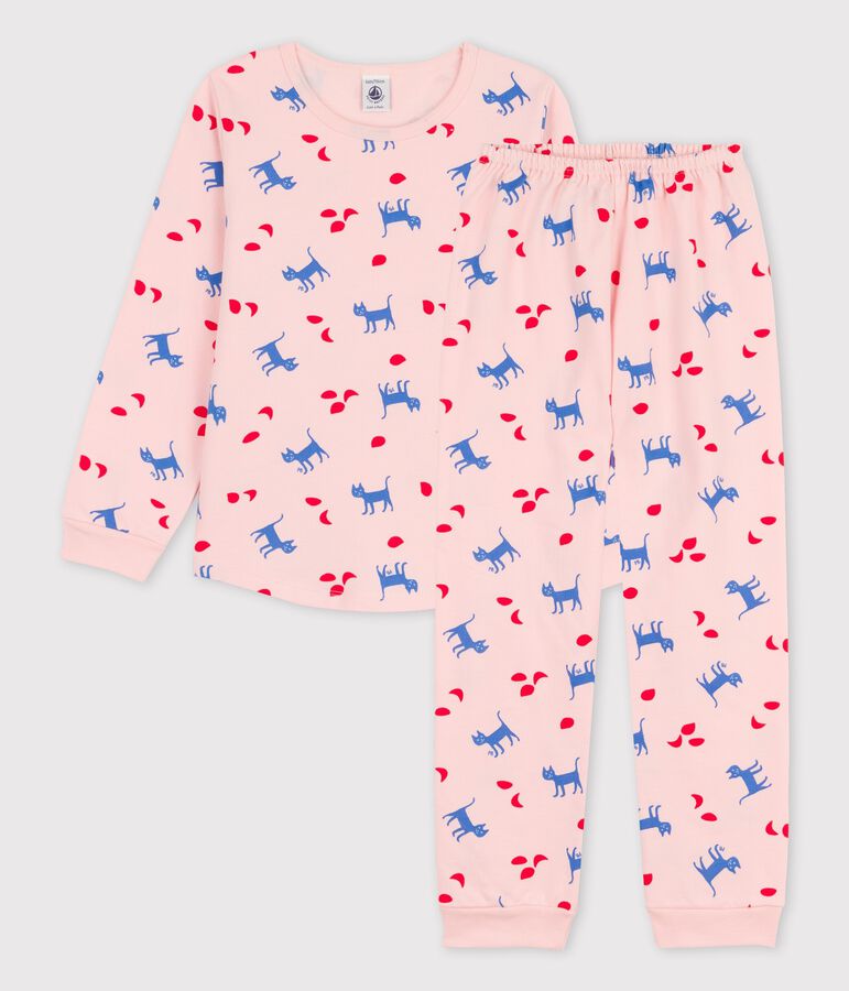 Kinderpyjama aus Baumwolle f&uuml;r M&auml;dchen rosa/vielfarbig