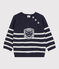 Baby-Pullover aus Wolle und Baumwolle. blau SMOKING/weiss MARSHMALLOW